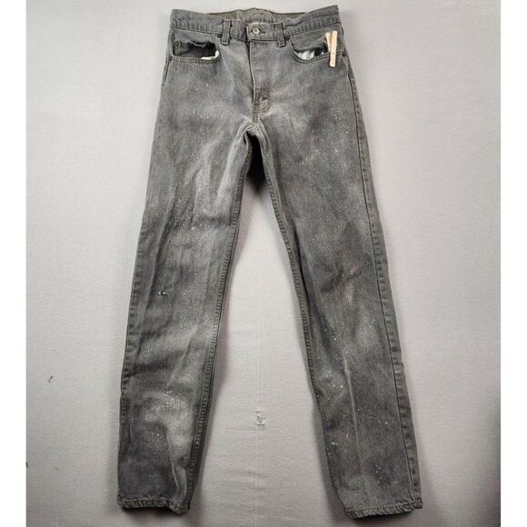Vintage 505 Levi's 31x32 Distressed Gray Men's Jeans 1980s Thrashed Red Batwing